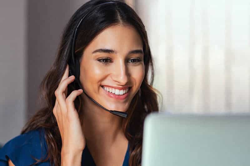 Young woman with head phone
